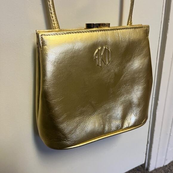 5/$100 Vintage Anne Klein Gold Genuine Leather Mini Evening Bag 2 - Picture 6 of 12